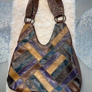 Multicolor Patchwork Leather Tote Bag
